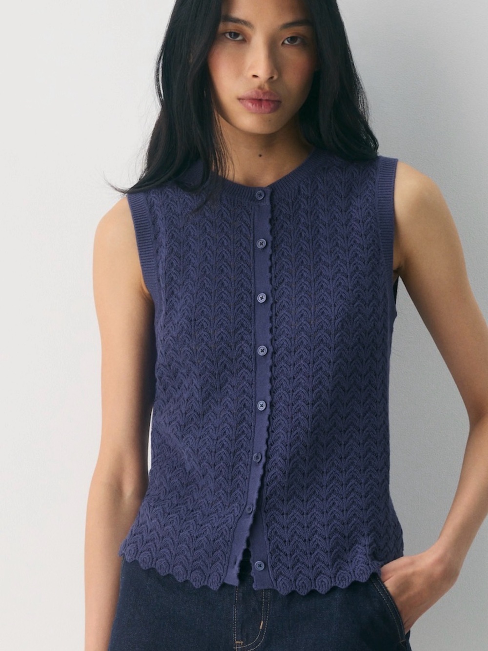 Aritzia Sleeveless Knit Button-Front Top - Deep Purple